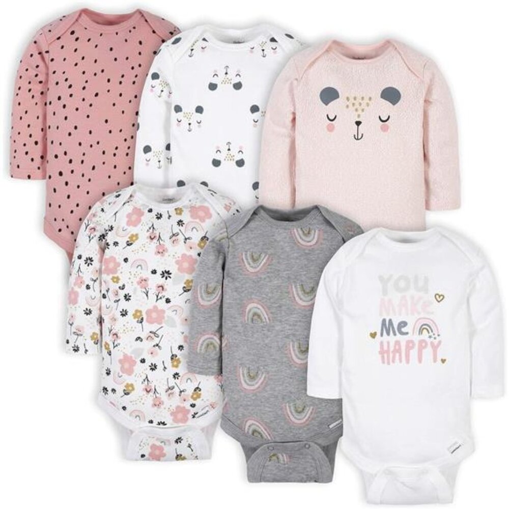 Fall Baby-Girls 6-Pack Long-Sleeve Onesies Bodysuits‎ Jumpsuits Assorted Color